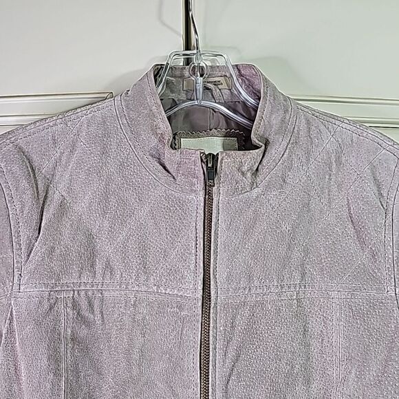 Suede Jacket by Ruff Hewn Gray Size Medium 2 Front Slit Pockets Zip Closure - Picture 2 of 6